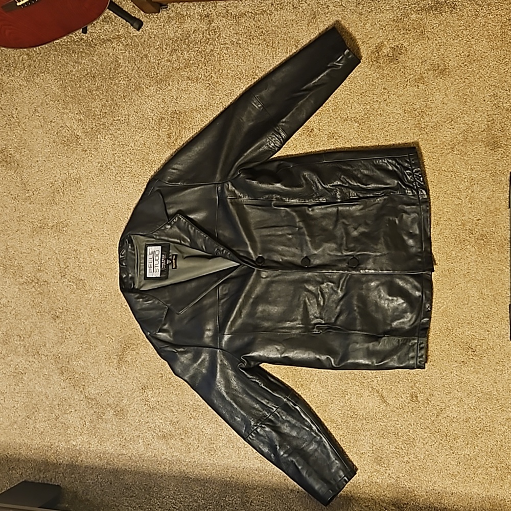 Mens Wilsons Leather XL Black Genuine Leather Coat